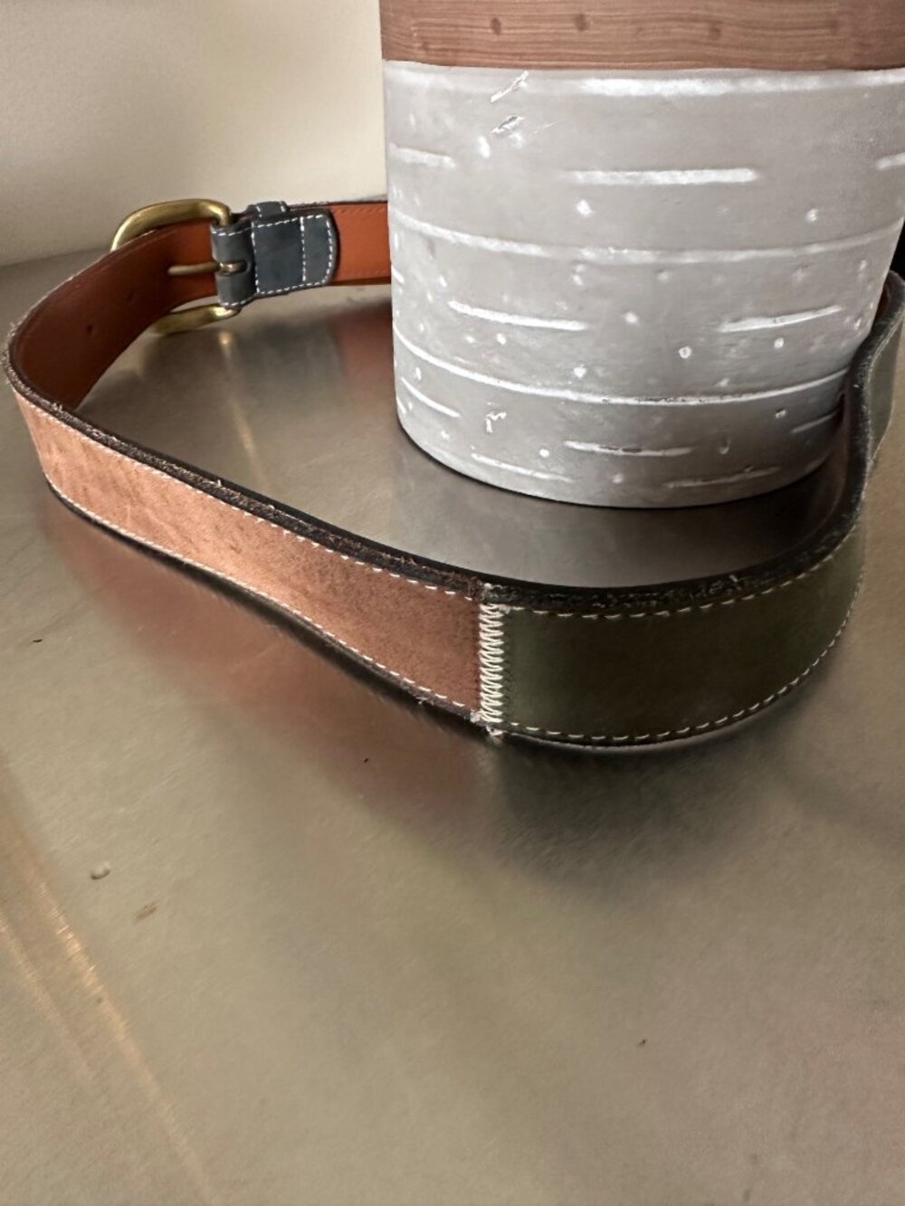 Vtg Gap Leather Belt Mens 32 Patch Sections Suede 70s Vibe Retro Boho - Picture 11 of 12